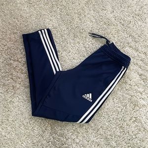 Adidas Tiro Pants in Navy with White Stripes in Men’s Small.
